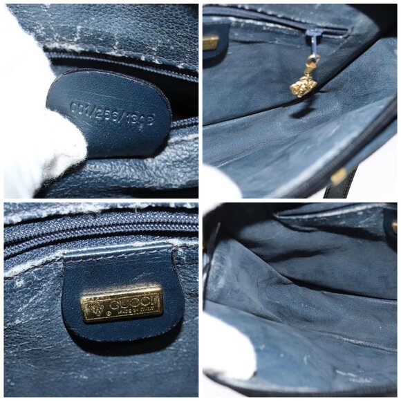 GUCCI Micro GG Supreme Shoulder Bag PVC Navy Gold 001 256 1308 Auth ep10887 - Picture 15 of 16